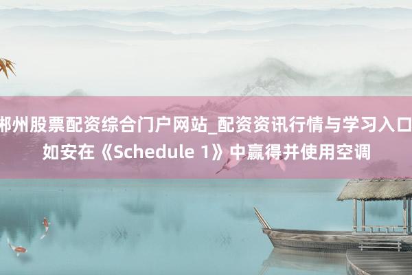 郴州股票配资综合门户网站_配资资讯行情与学习入口 如安在《Schedule 1》中赢得并使用空调
