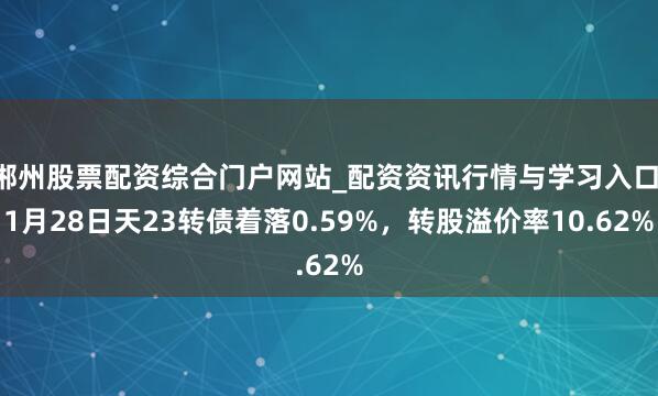 郴州股票配资综合门户网站_配资资讯行情与学习入口 1月28日天23转债着落0.59%，转股溢价率10.62%