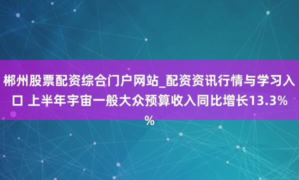 郴州股票配资综合门户网站_配资资讯行情与学习入口 上半年宇宙一般大众预算收入同比增长13.3%
