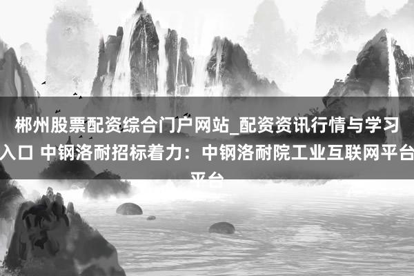 郴州股票配资综合门户网站_配资资讯行情与学习入口 中钢洛耐招标着力：中钢洛耐院工业互联网平台