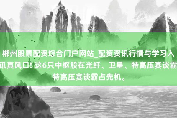 郴州股票配资综合门户网站_配资资讯行情与学习入口 光通讯真风口! 这6只中枢股在光纤、卫星、特高压赛谈霸占先机。