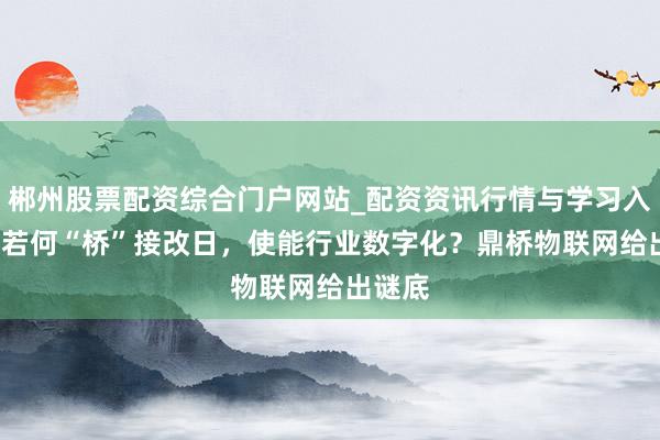 郴州股票配资综合门户网站_配资资讯行情与学习入口 5G若何“桥”接改日，使能行业数字化？鼎桥物联网给出谜底