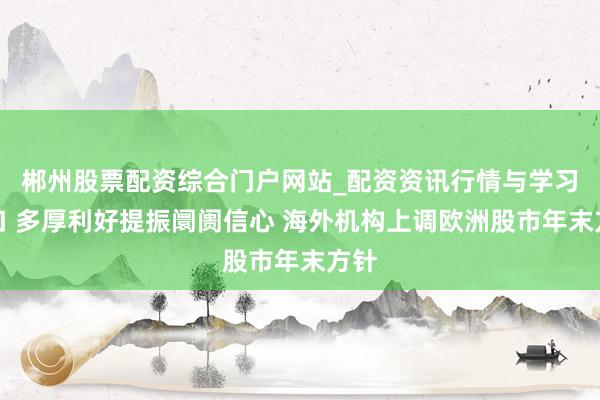 郴州股票配资综合门户网站_配资资讯行情与学习入口 多厚利好提振阛阓信心 海外机构上调欧洲股市年末方针